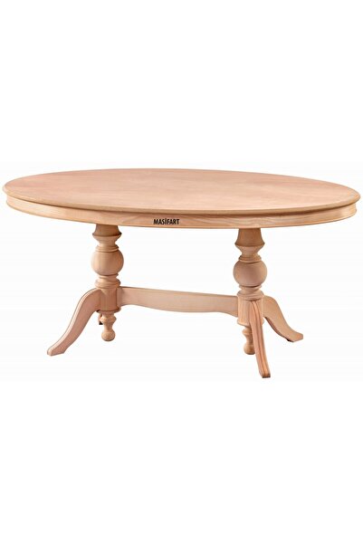 Masifart Rozet 170 Lik Çift Ayaklı Oval Masa Cilasız Ham