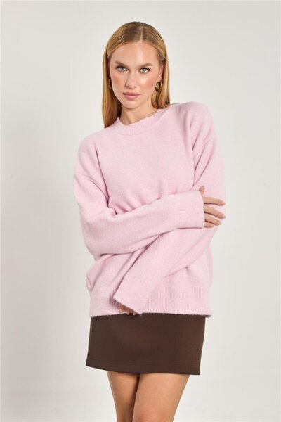 BARRELS AND OIL Women's soft textured Oversized sweater - dusty pink