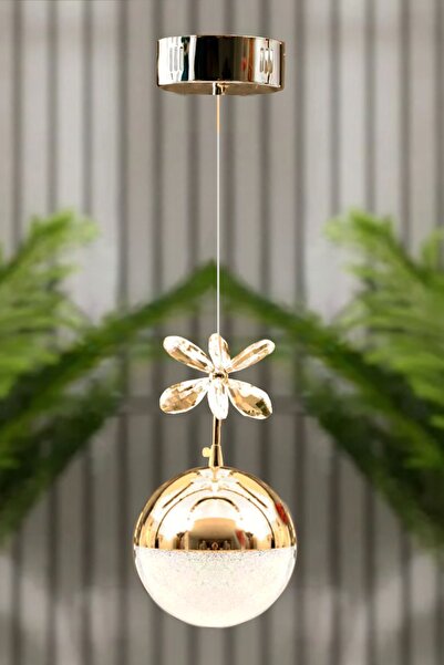 Akgül Gold Lüks 3 Renk Ledli Top Avize