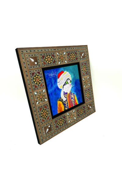 Sadrazam Kavuklu pisică cu imprimeu Tabla din lemn MDF Levant 20cm x 20cm |   1G-SK1