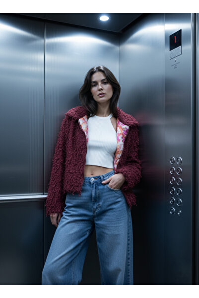 Ceylen Jachetă căptușită cu design pentru femei supradimensionat cu fermoar p...