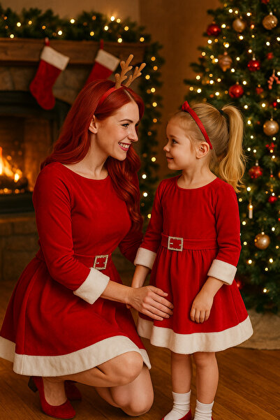 Welike Velvet dress with fur for little girl