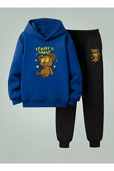 LORVEX Set cu glugă pentru copii TEDDY SMILE, imprimat, 3 fire, din fleece tr...