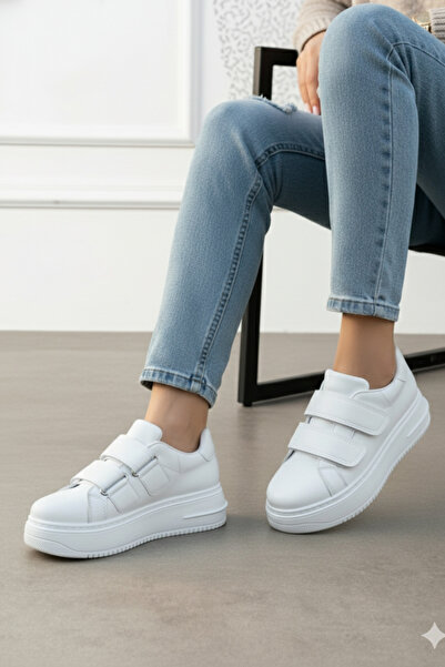 Encool Women's White Velcro Sneakers: Comfortable and Stylish Casual Shoe Models