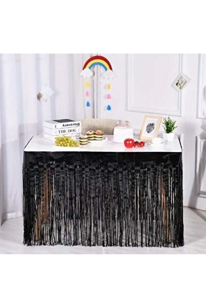 ZENVİVA Black Tablecloth, Black Table Skirt, 2 Pieces Black Backdrop