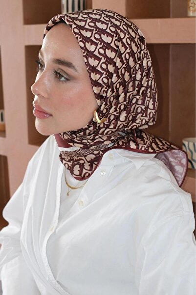 Shiva Scarfs Harf Desen CD Tema Twill İpek Eşarp Fular Premium Silk Scarfs