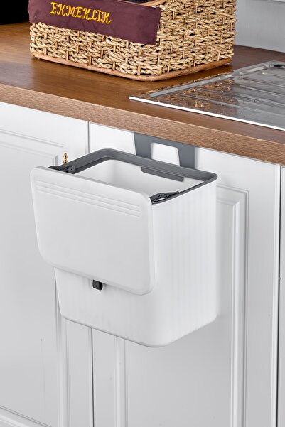 Reoona 15 Lt Mutfak Tezgah Üstü Ve Dolap Askılı Çöp Kovası Beyaz