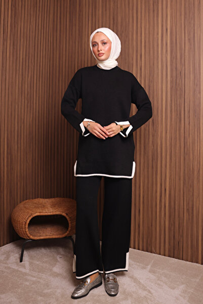 Mogi Butik Women's Oversized Tight Knit Slit Hijab Knitwear Set 3133