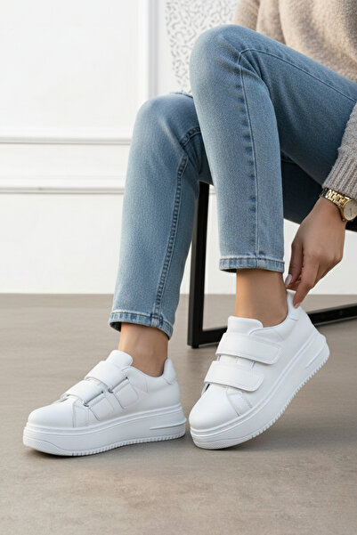 Encool Women's White Velcro Sneakers: Comfortable and Stylish Casual Shoe Models
