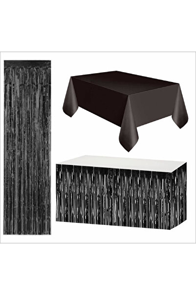 ZENVİVA Black Tablecloth, Black Table Skirt, Black Backdrop
