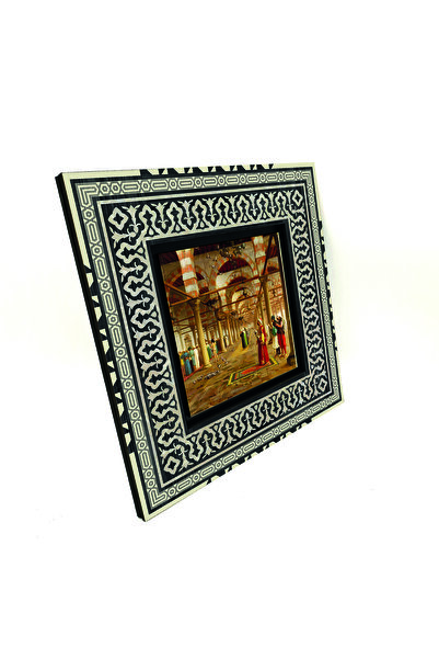 Sadrazam Camide Namaz Kılanlar cu imprimeu Pictură anatoliană din lemn MDF 20cm x 20cm |   KRT-133