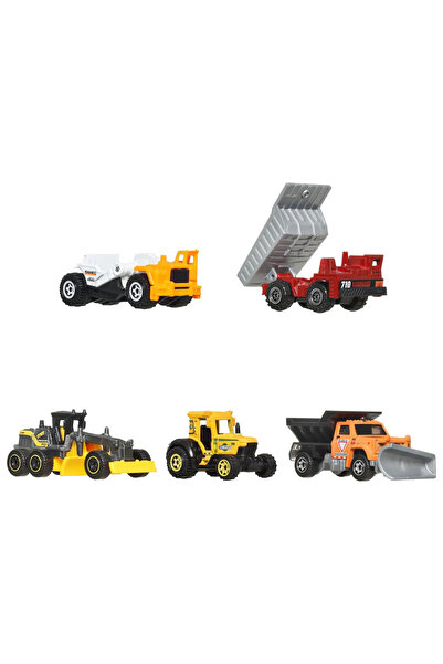 Matchbox Set of 5 Metal Construction Vehicles, 1:64 Scale