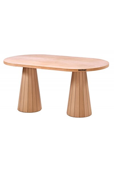Masifart Port 160 Lık Kayın Line Oval Masa Cilasız Ham