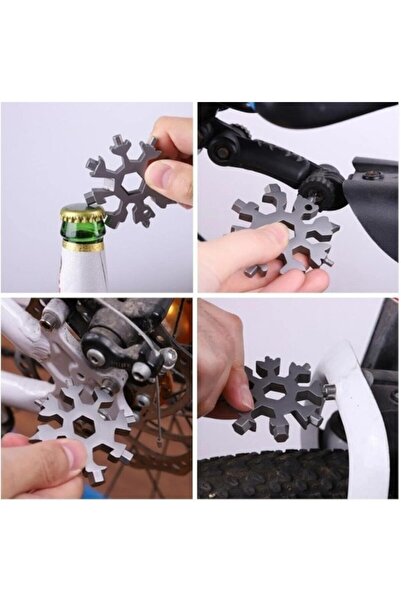 STE 19 Fonksiyonlu Paslanmaz Çelik Kar Tanesi Çok Amaçlı Anahtarlık – Mini To...