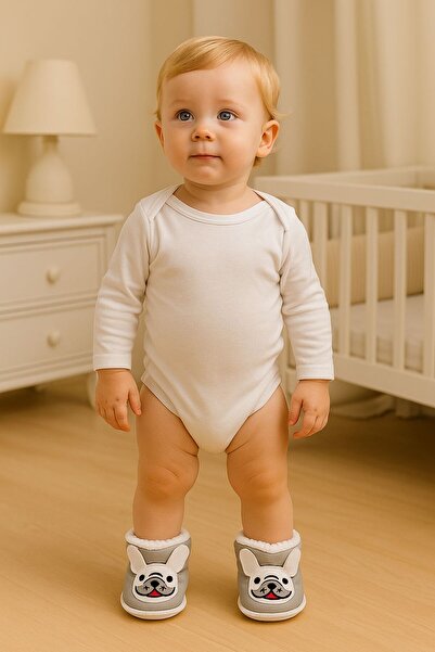 Pico Baby Baby & Kids Anti-Slip Eva Sole Home Boots / Slippers / Winter Boots / Gray Dog Pattern