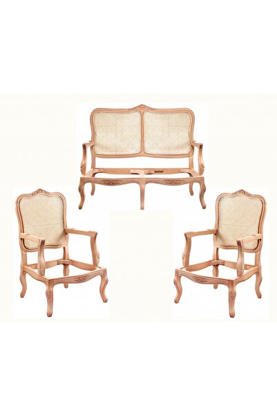 Masifart Callust Hasırlı İtalyan Oymalı Çay Takımı Cilasız Ham