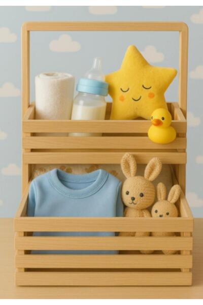 Betüş Home Ahşap Kasa, Ahşap Bebek Kırk Sepeti