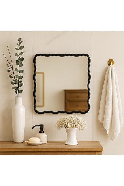 Narkissos Dizayn Kare Dalgalı Duvar Aynası / Konsol Aynası / Makyaj Aynası