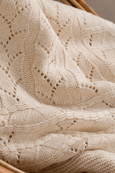 Koza Home Toffy Beige Fish Scale Knitted Baby Blanket 100X100