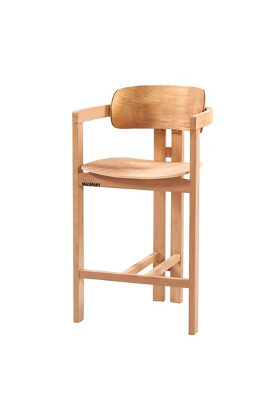 Masifart Acario Night Bar Sandalyesi Cilasız Ham