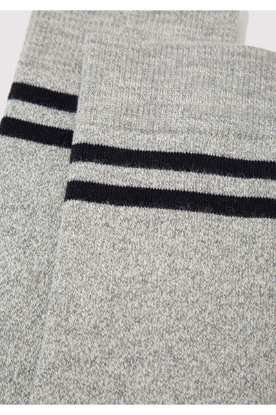 Mavi Strip Printed Unisex Socks Gray