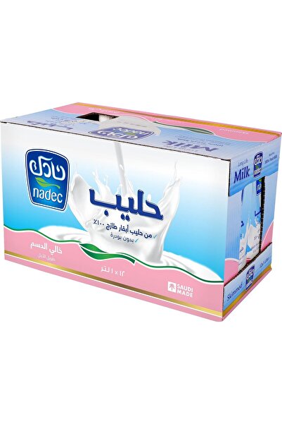 Nadec Skimmed Long Life Milk, 12 X 1 Ltr