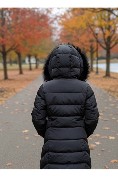 YusGos Girl's Waterproof Fur Lined Hooded Zipper Pockets Shiny Suede Puffer Coat (2-15 Years) Black 12-13