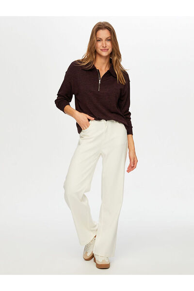 Faik Sönmez Yarım Fermuarlı Triko Görünümlü Sweatshirt W26SWT001