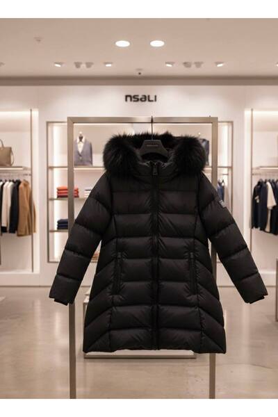 YusGos Girl's Waterproof Fur Lined Hooded Zipper Pockets Shiny Suede Puffer Coat (2-15 Years) Black 12-13