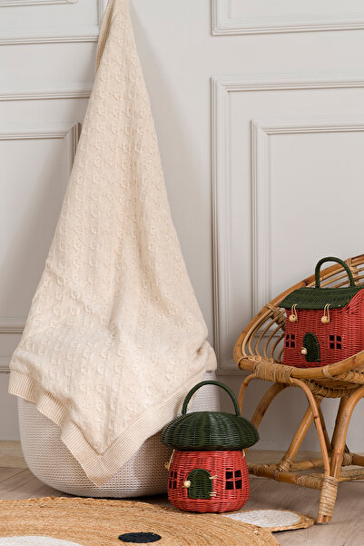 Koza Home Toffy Beige Ivy Knitted Baby Blanket 100X100