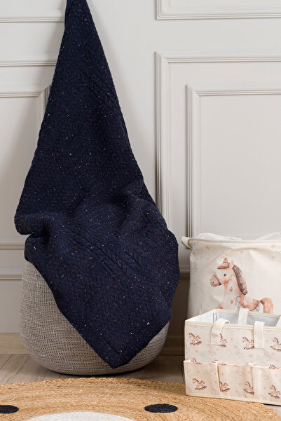 Koza Home Toffy Navy Blue Knitted Baby Blanket 100X100