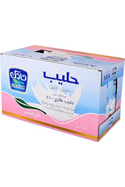 Nadec Skimmed Long Life Milk, 12 X 1 Ltr