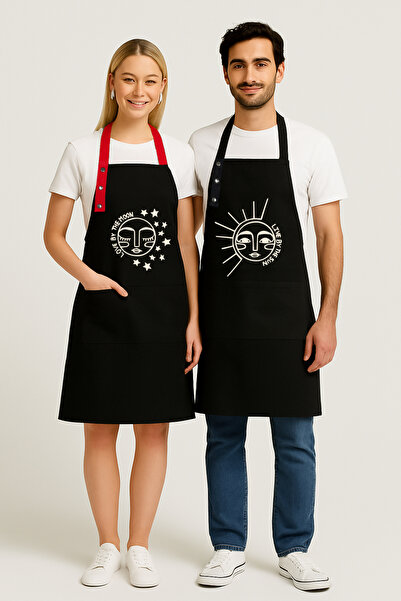 Hulganz طقم مريلة مطبخ من قطعتين باللونين الأسود والأحمر، مقاومة للبقع وطاردة...