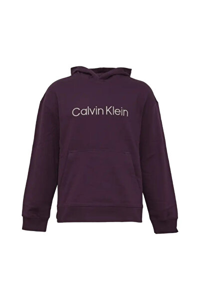 Calvin Klein سويت شيرت بغطاء رأس للرجال من شادو بيربل