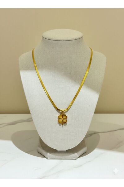 imitasyon dünyası 22 Ayar Altın Kaplama Yonca Model Çelik Kolye