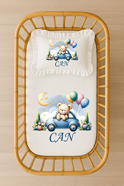 Moda Lime İsimli Bebek Nevresim Takımı 70x120 – Mavi Araba ve Balonlu Ayıcık ...