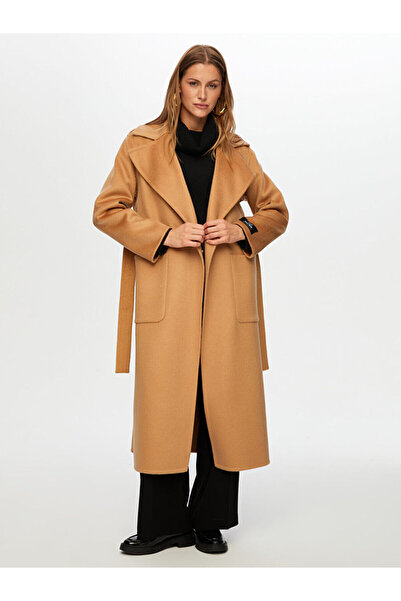 Faik Sönmez Kaşmir Karışımlı Kuşaklı Manto W26MAN002