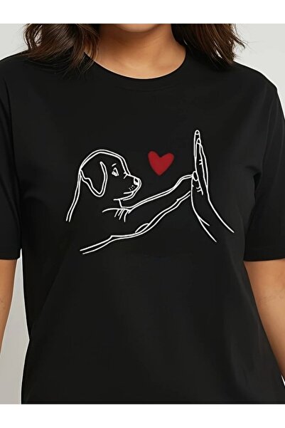 GENCULUS Women's Short Sleeve Crew Neck Dog Printed Viscose Blouse