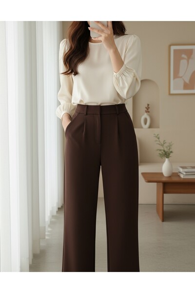 MissRunin بنطلون من القماش بتفاصيل شريط فيلكرو على الخصر