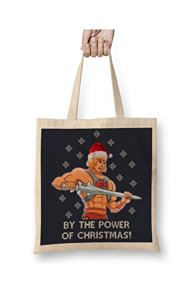 Toyaso حقيبة تسوق من القماش الأبيض من He Man By The Power Of Christmas بمقبض ...