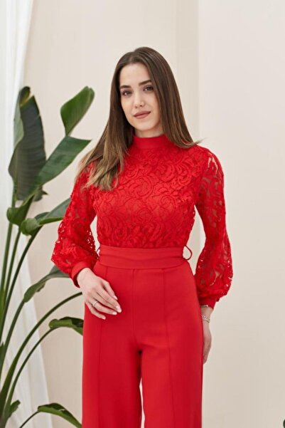 Serero Red Lace Top Jumpsuit