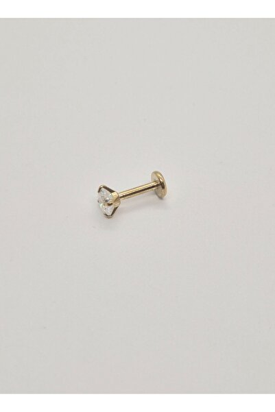 Set Paslanmaz Çelik (4 mm Zirkon Taşlı) Dudak Labret Tragus Helix Piercing Kü...