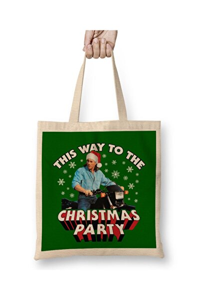Toyaso حقيبة تسوق من جان كلود فان دامه This Way To The Christmas Party ذات مقبض طويل