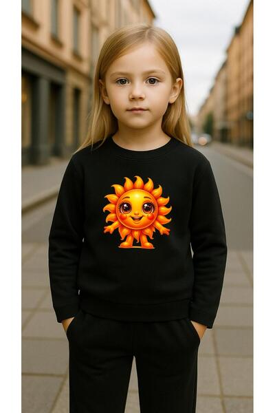 playwear Παιδικό Φούτερ Σετ με στάμπα SUN για Κορίτσια και Αγόρια, με λαιμόκο...