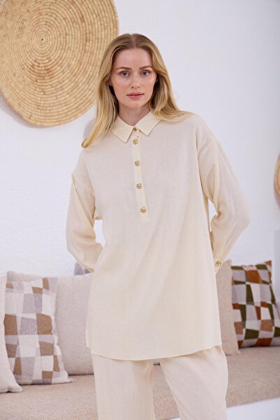 Moodbasic Cupra Linen Set with Transparent Stones