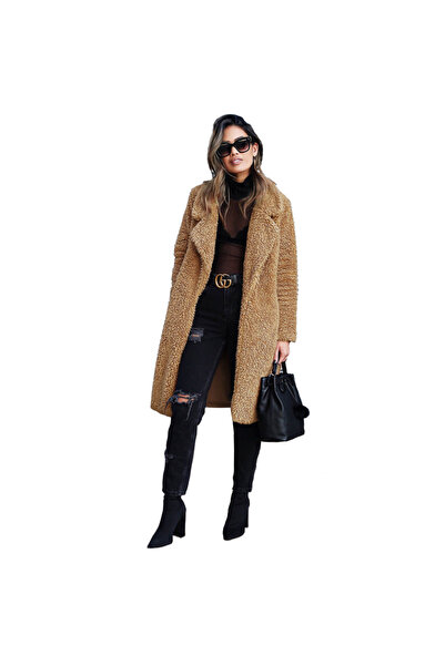 Unbranded/Generic Long Women's Faux Fur Plush Teddy Winter Coat