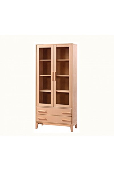 Masifart Aerenia Konik Çekmeceli Kapaklı Kitaplık Cilasız Ham