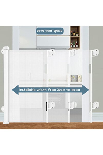Beauenty Retractable Baby Gate (White 59" x 34")