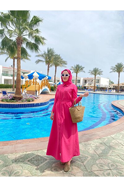 Moodbasic BELİ LASTİKLİ FERMUARLI PARAŞÜT ELBİSE