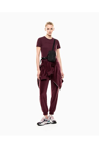 EA7 Women's Short Sleeve Crew Neck Cotton Solid Model Burgundy T-Shirt 7W000437 Af13919-M5064